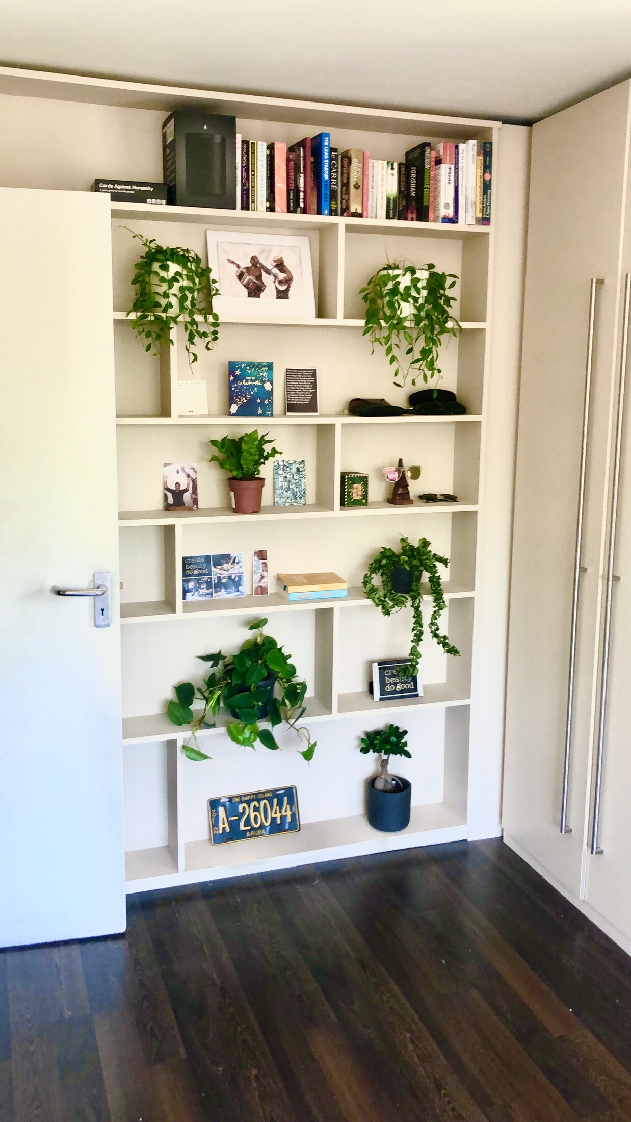 Built-in shelving and storage detail