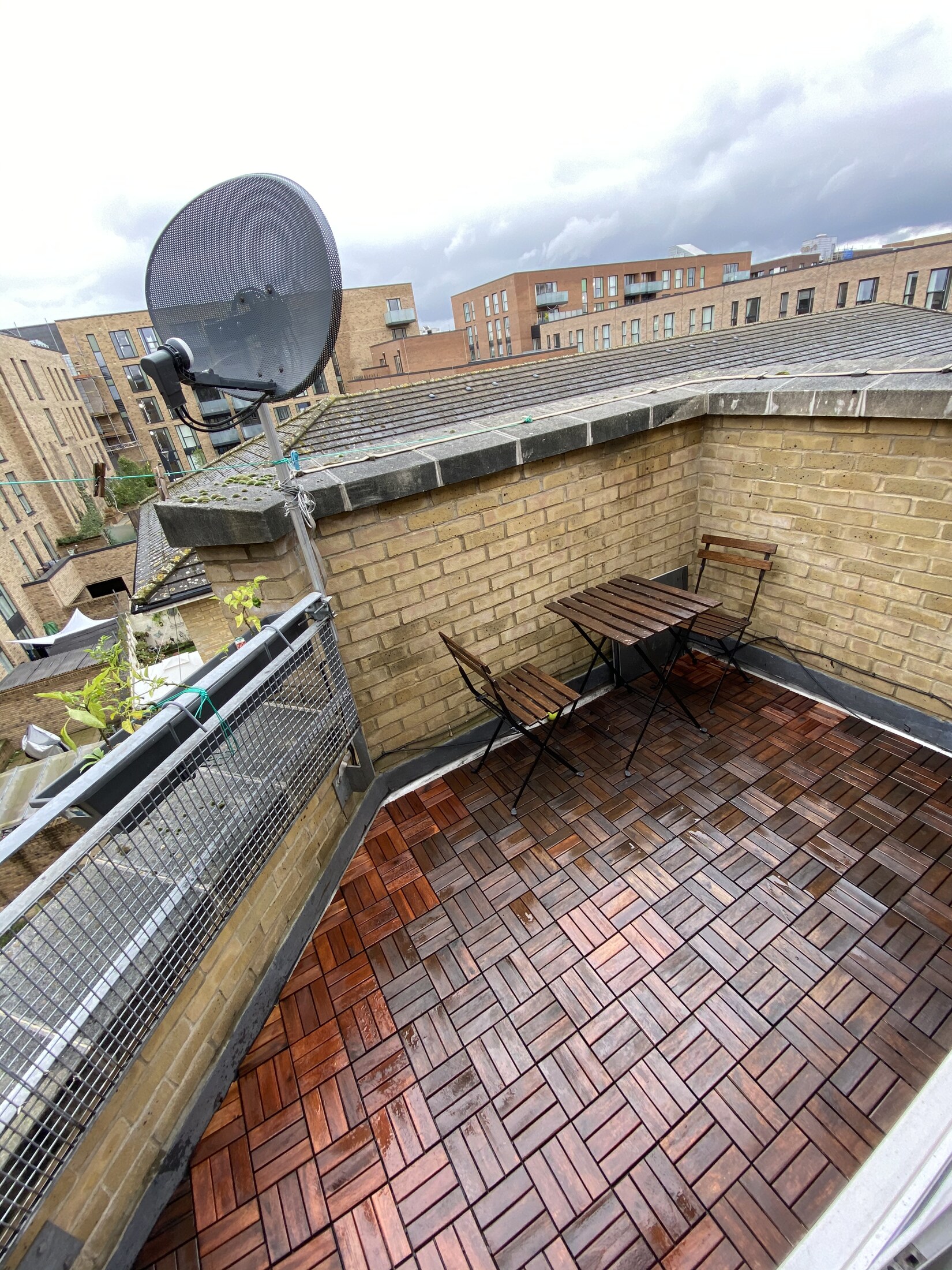 Private balcony overlooking the surrounding buildings